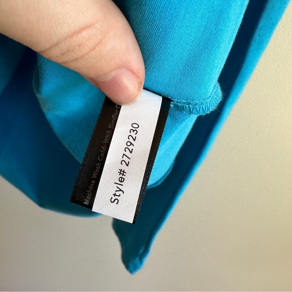 Boston Proper Blue Asymmetric Cut-Out Cold Shoulder Long Sleeve Top M - Picture 3 of 11